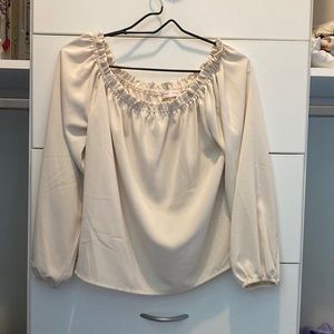 Cream off the shoulder shirt